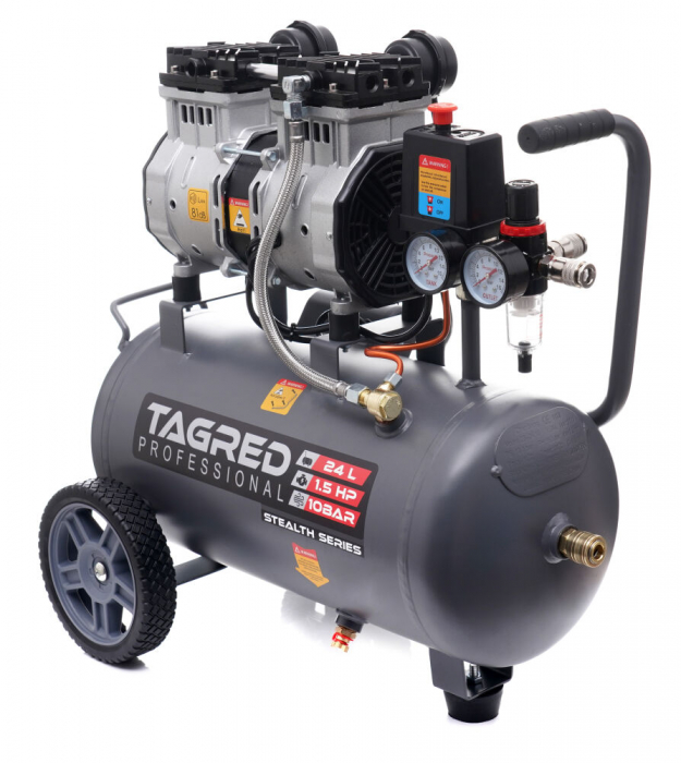 Compresor aer 24L fara ulei silentios 1750W 218 L/min (TA3383) [3]