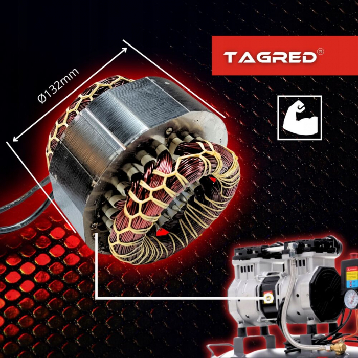 Compresor aer 24L fara ulei silentios 1750W 218 L/min (TA3383) [15]