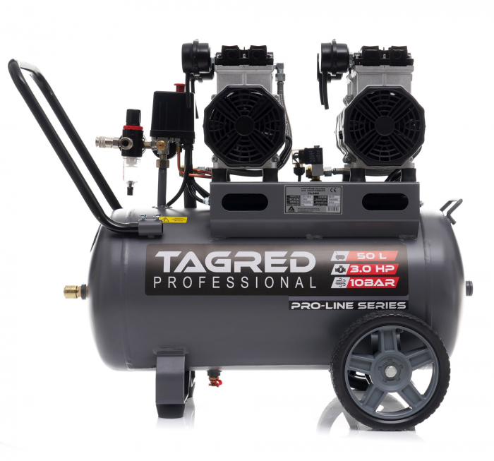 Compresor aer 50L 10BAR fara ulei silentios 550Lmin 2x1500W 4.1CP (TA3385) [5]