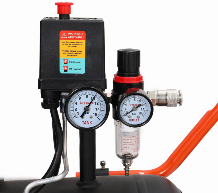 Compresor aer 50L fara ulei silentios 230V 10bari 2200W 295 L/min (KD1393) [9]