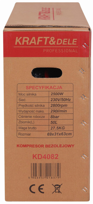 Compresor aer 50L fara ulei silentios 2500W 290 Lmin (KD4082) [20]