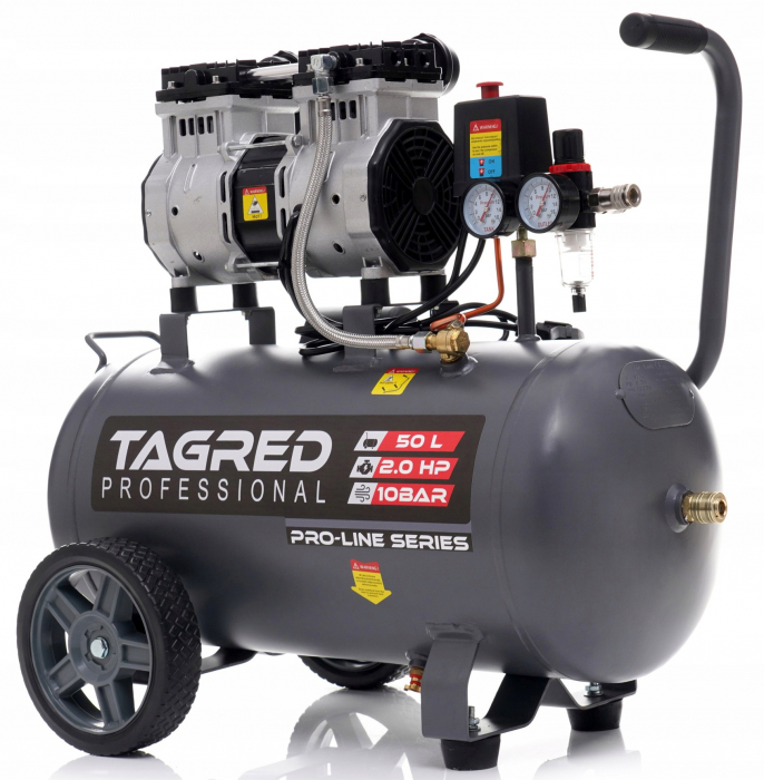 Compresor aer 50L 10BAR fara ulei silentios 290Lmin 2000W 2.7CP (TA3384) [1]