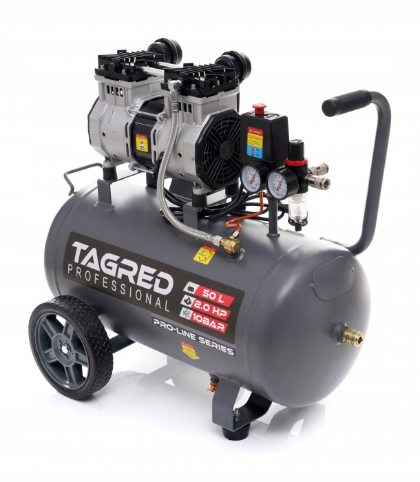 Compresor aer 50L 10BAR fara ulei silentios 290Lmin 2000W 2.7CP (TA3384) [6]