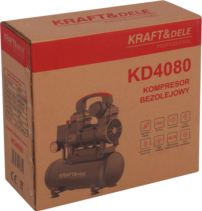 Compresor aer 9L fara ulei silentios 850W 165 Lmin (KD4080) [16]