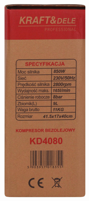 Compresor aer 9L fara ulei silentios 850W 165 Lmin (KD4080) [17]