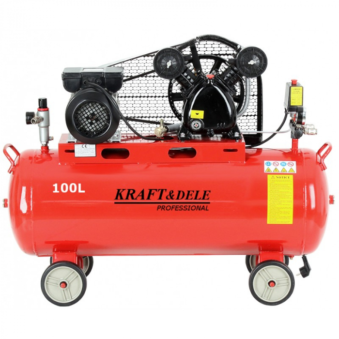 Compresor aer comprimat 100L 2 cilindri 480L min + regulator dezumidificator 230V monofazic (KD1472) [4]