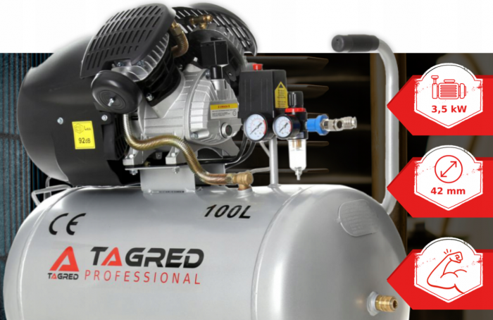 Compresor aer comprimat 100L 230V 3.5kw 530Lmin 8bar + ulei + cupla rapida(TA361+2X6093+TA0002) [5]