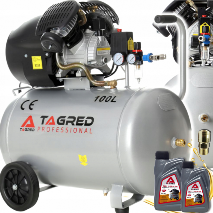 Compresor aer comprimat 100L 230V 3.5kw 530Lmin 8bar + ulei + cupla rapida(TA361+2X6093+TA0002) [2]