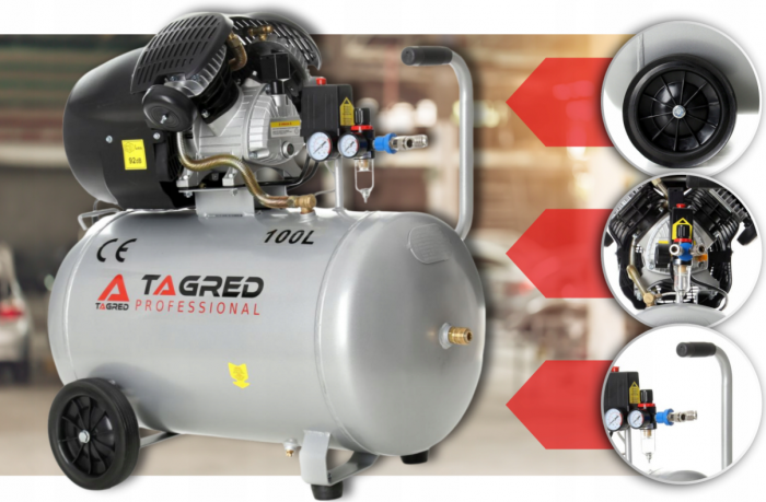 Compresor aer comprimat 100L 230V 3.5kw 530Lmin 8bar + ulei + cupla rapida(TA361+2X6093+TA0002) [4]