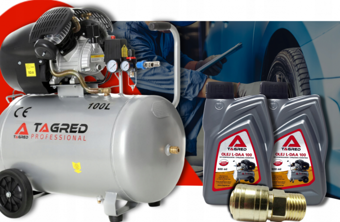 Compresor aer comprimat 100L 230V 3.5kw 530Lmin 8bar + ulei + cupla rapida(TA361+2X6093+TA0002) [1]