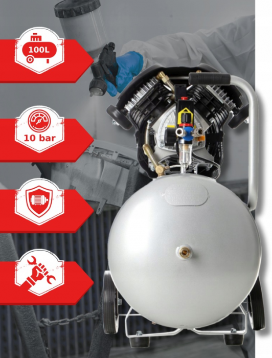 Compresor aer comprimat 100L 230V 3.5kw 530Lmin 8bar + ulei + cupla rapida(TA361+2X6093+TA0002) [3]