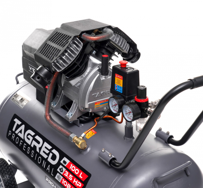 Compresor aer comprimat 100L 230V 3.5kw 640Lmin 10bar 2 pistoane (TA366) [7]