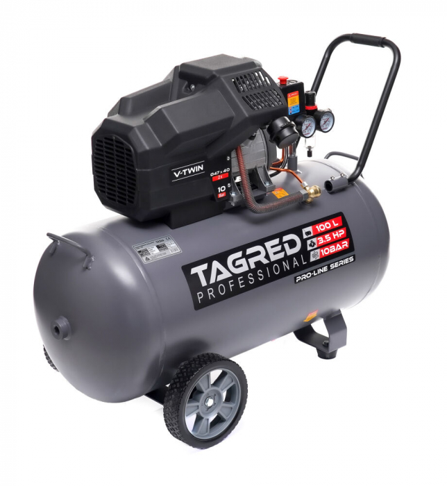 Compresor aer comprimat 100L 230V 3.5kw 640Lmin 10bar 2 pistoane (TA366) [9]