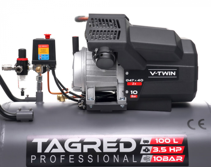 Compresor aer comprimat 100L 230V 3.5kw 640Lmin 10bar 2 pistoane (TA366) [14]