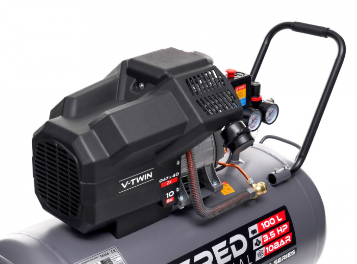 Compresor aer comprimat 100L 230V 3.5kw 640Lmin 10bar 2 pistoane (TA366) [10]