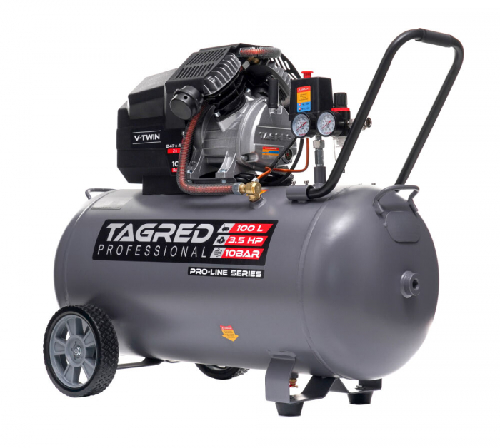 Compresor aer comprimat 100L 230V 3.5kw 640Lmin 10bar 2 pistoane (TA366) [3]