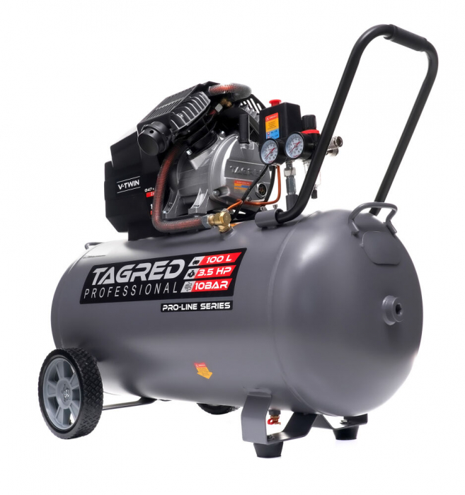 Compresor aer comprimat 100L 230V 3.5kw 640Lmin 10bar 2 pistoane (TA366) [4]