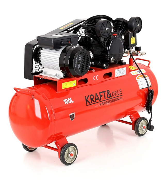 Compresor aer comprimat 100L 230V 3.8CP 250L/min 8bar 2 pistoane (KD402) [1]