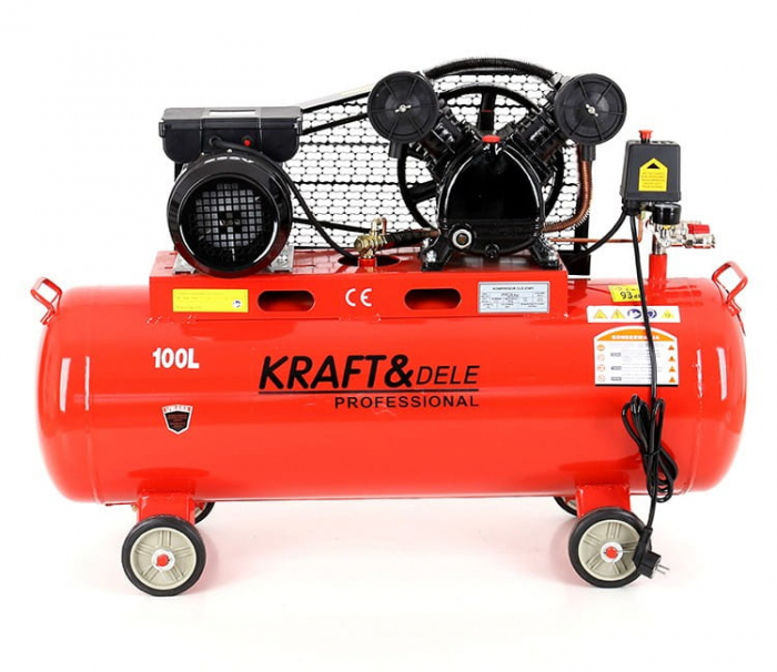 Compresor aer comprimat 100L 230V 3.8CP 250L/min 8bar 2 pistoane (KD402) [11]