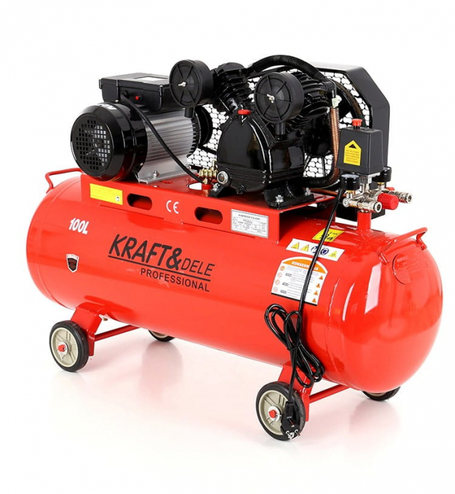 Compresor aer comprimat 100L 230V 3.8CP 250L/min 8bar 2 pistoane (KD402) [5]