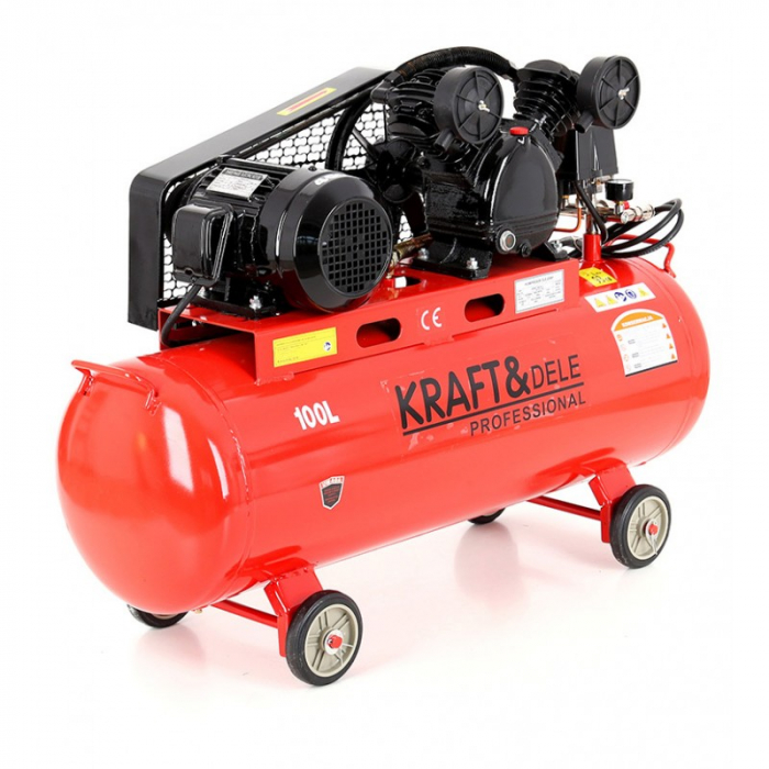 Compresor aer comprimat 100L 4.6CP 2 cilindri 580L min trifazic 380V (KD404) [5]