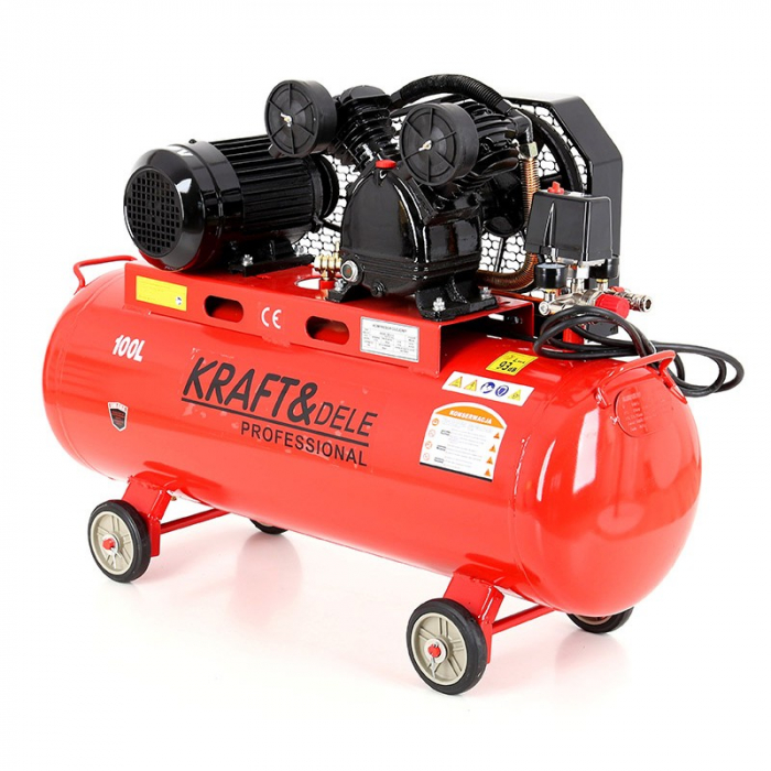 Compresor aer comprimat 100L 4.6CP 2 cilindri 580L min trifazic 380V (KD404) [15]