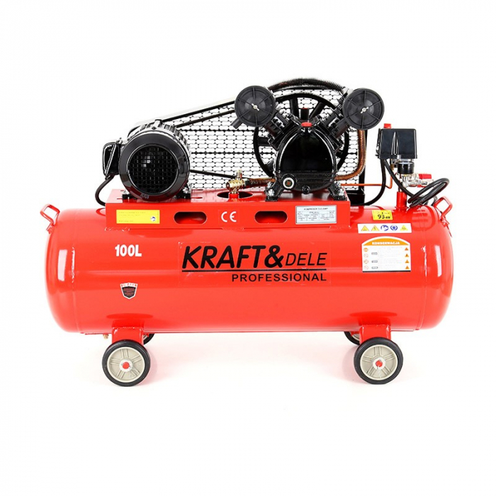Compresor aer comprimat 100L 4.6CP 2 cilindri 580L min trifazic 380V (KD404) [14]