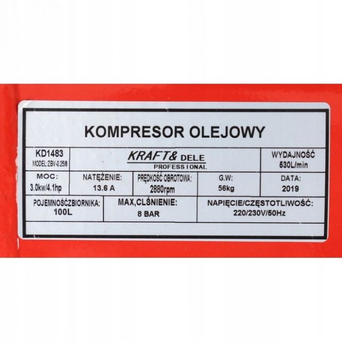 Compresor aer comprimat 100L 4CP 530L min 8bar + dezumidificator (KD1483) [5]