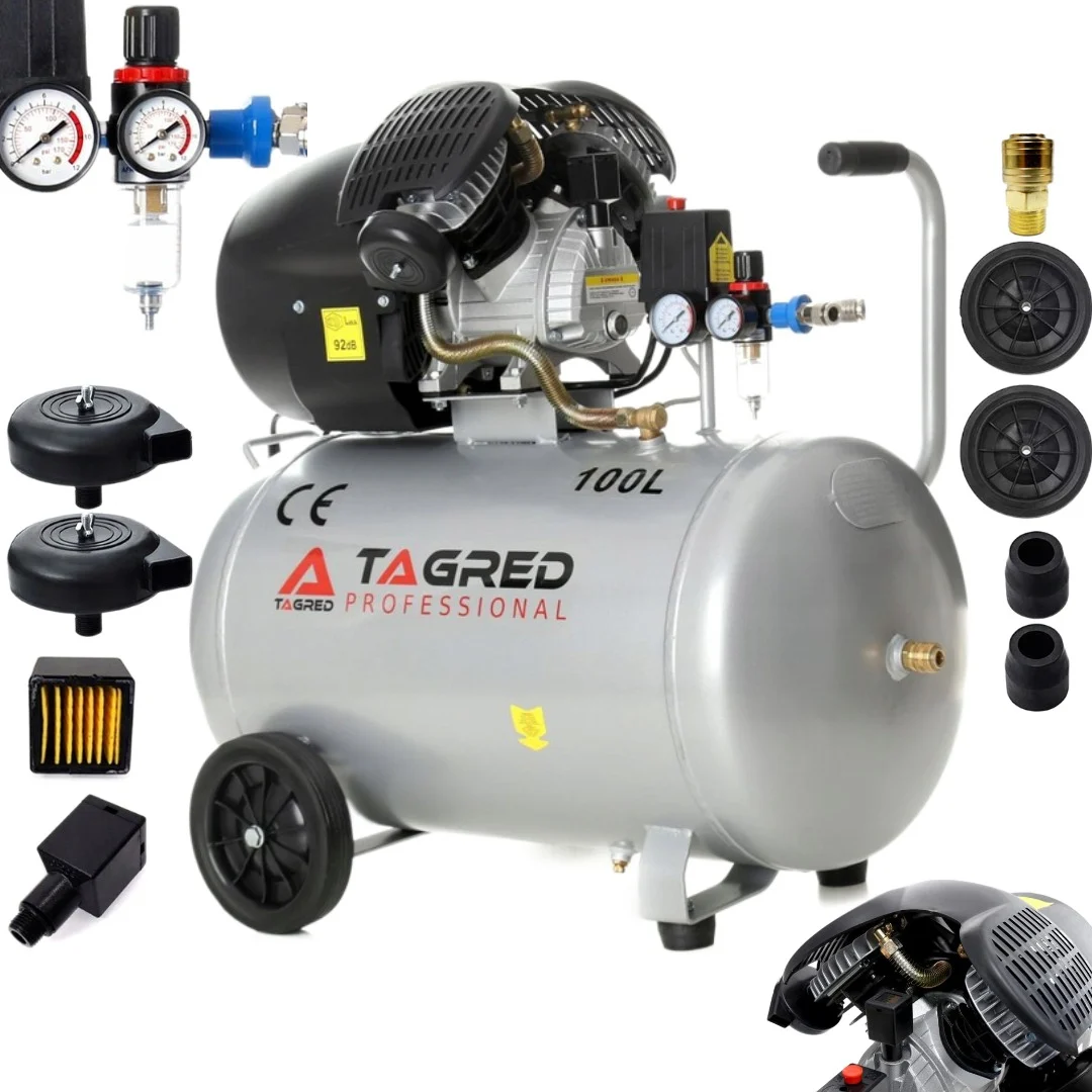 Compresor aer comprimat 100l 530lmin 8bar + furtun pneumatic aer 5x12mm 20m + pistol pneumatic tencuiala glet vopsea vas 5l (TA361+KD673+V81281) [4]