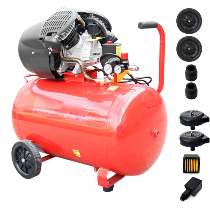 Compresor aer comprimat 100L litri 8 bar 2 pistoane (HXAC100) [1]