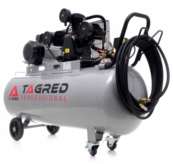Compresor aer comprimat 200L 230V 5.6CP 650L min 3 cilindri + ulei + cupla rapida kit scule pneumatice+furtun 10m 20bar 10x17 (TA326B+KD2100+TA0002+2X6093+KD1465) [2]