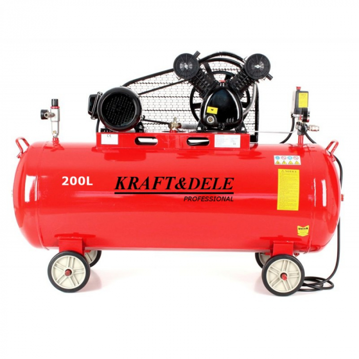 Compresor aer comprimat 200L 5.2CP 2 cilindri 590L min + regulator dezumidificator 380V trifazic (KD1473) [6]