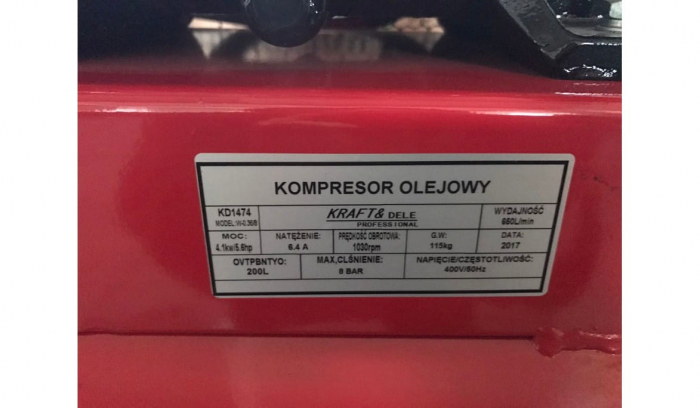 Compresor aer comprimat 200L 5.6CP 3 cilindri 660L min + regulator dezumidificator 380V trifazic (KD1474) [5]