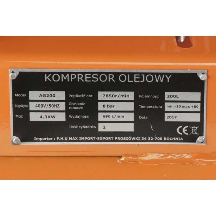 Compresor aer comprimat 200L 5.7CP 2 cilindri 690L min (LXC200-2-400V) [10]