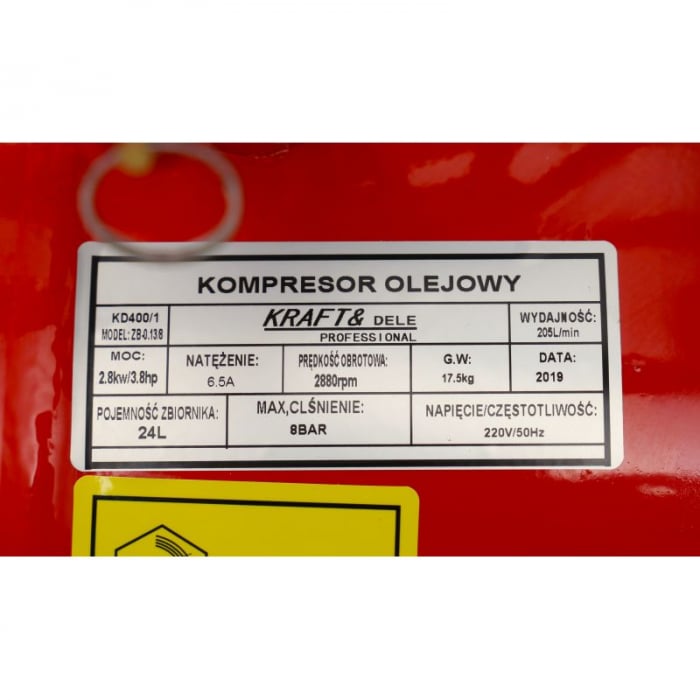 Compresor aer comprimat 24 25 litri 8 bar 2,8 KW (KD400) [11]