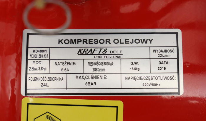 Compresor aer comprimat 24 litri 8 bar 2,8 KW + Kit 8 in 1 (KD400-K3) [14]