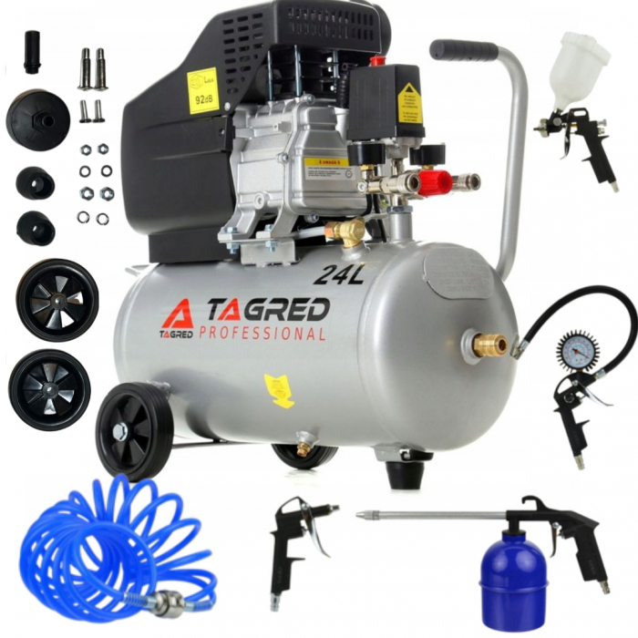 Compresor aer comprimat 25L litri 8 bar 300L min + kit scule pneumatice (TA300N+) [1]