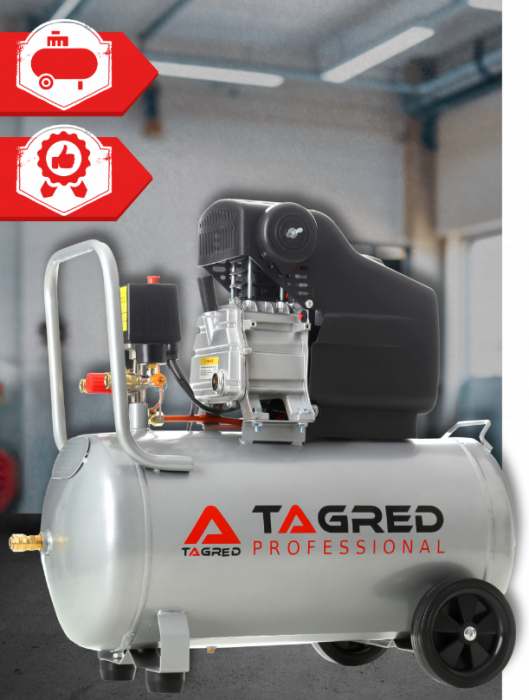 Compresor aer comprimat 50L 230V 2.8kw 300L min 8bar + kit scule (TA301N+2X6093+TA0002+KD2100) [2]