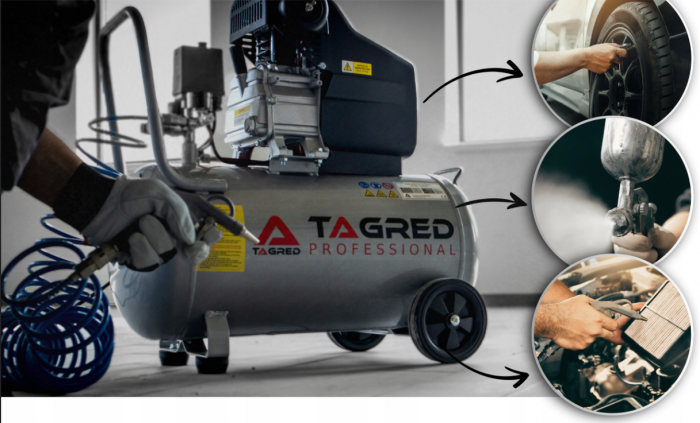 Compresor aer comprimat 50L 230V 2.8kw 300L min 8bar + kit scule (TA301N+2X6093+TA0002+KD2100) [5]