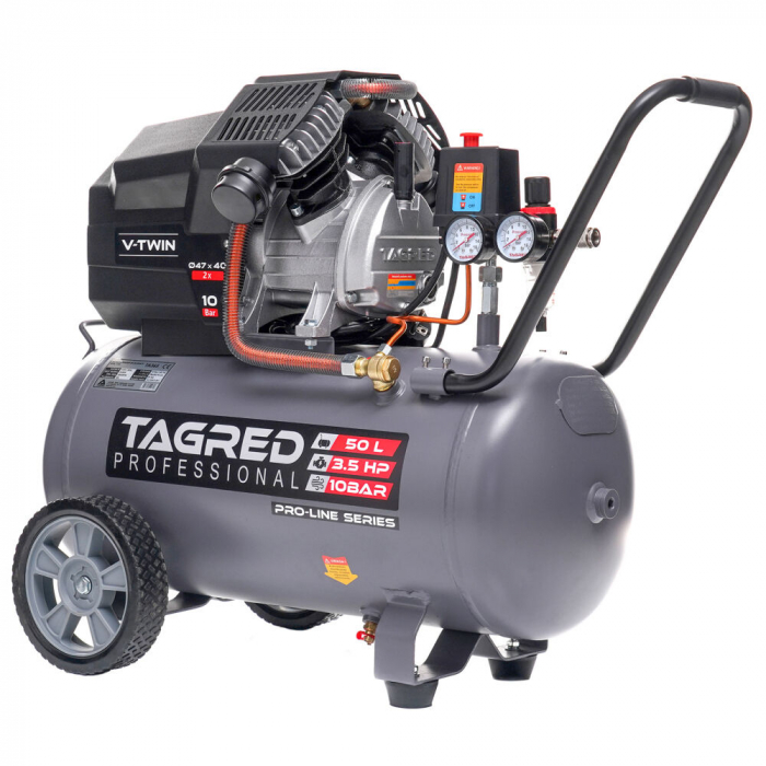 Compresor aer comprimat 50L 230V 3.5kw 480Lmin 10bar 2 pistoane (TA365) [1]