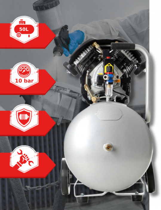Compresor aer comprimat 50L 230V 3.5kw 530Lmin 8bar + ulei + cupla rapida (TA360+2X6093+TA0002) [2]