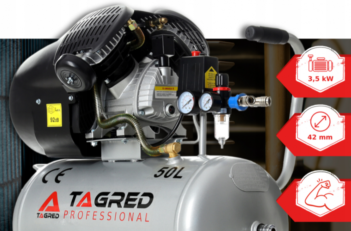 Compresor aer comprimat 50L 230V 3.5kw 530Lmin 8bar + ulei + cupla rapida (TA360+2X6093+TA0002) [5]