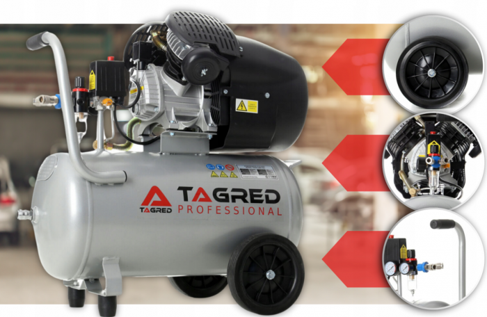 Compresor aer comprimat 50L 230V 3.5kw 530Lmin 8bar + ulei + cupla rapida (TA360+2X6093+TA0002) [4]