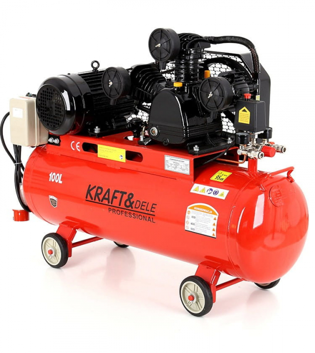 Compresor aer comprimat trifazic trifazat 100L 380V 5.6CP 650Lmin 8bar 3 pistoane(KD405) [8]