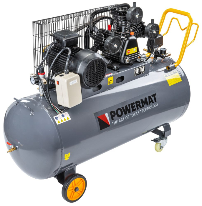 Compresor aer cu ulei 200L motor 3kW 4CP debit 650l/min presiune 8 bar alimentare trifazica 400V furtun inclus PM1308 (PM-KO-200T-400V) [3]