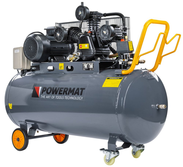 Compresor aer cu ulei 200L motor 3kW 4CP debit 650l/min presiune 8 bar alimentare trifazica 400V furtun inclus PM1308 (PM-KO-200T-400V) [2]