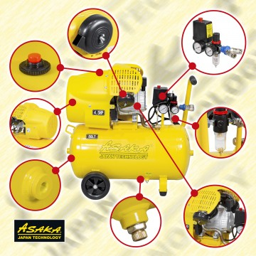 Compresor aer de ulei 50L cu motor 3.3 kW 4,5 CP debit 440 l/min 2 pistoane presiune 8 bar cu dezumidificator + ulel (ASC-50V) [3]