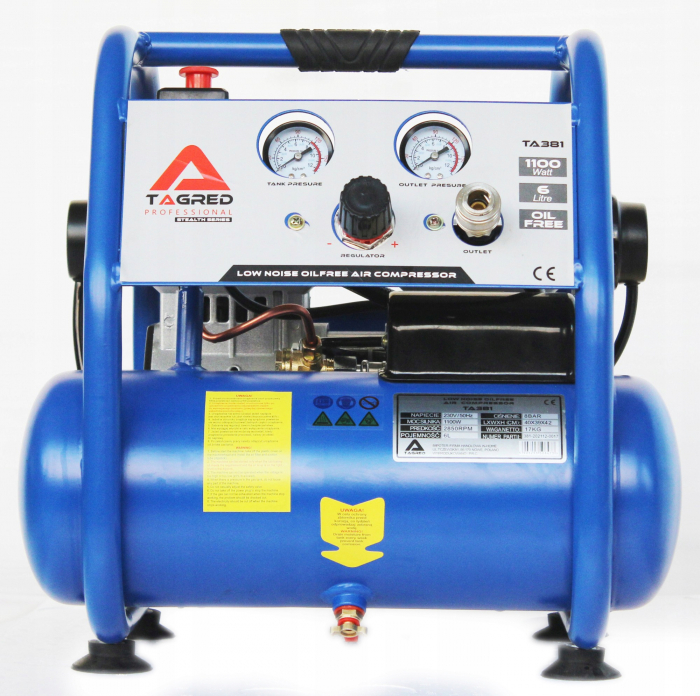 Compresor aer portabil 6L fara ulei silentios 1100W stomatologie (TA381) [3]
