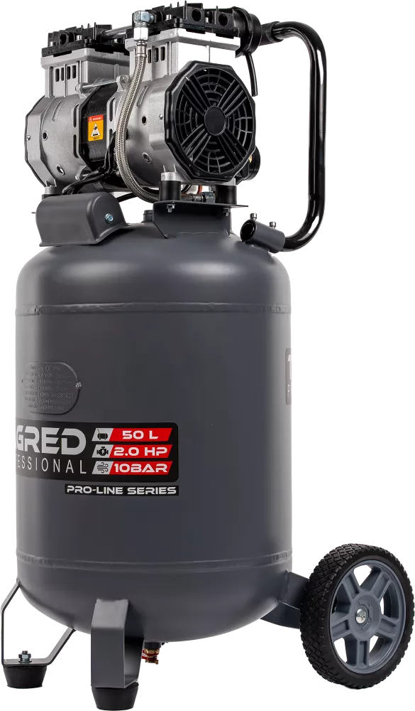Compresor aer vertical silentios 50L 230V 10BAR fara ulei 290L/min 1500W 2.7CP (TA3396) [4]