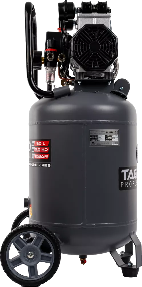 Compresor aer vertical silentios 50L 230V 10BAR fara ulei 290L/min 1500W 2.7CP (TA3396) [3]